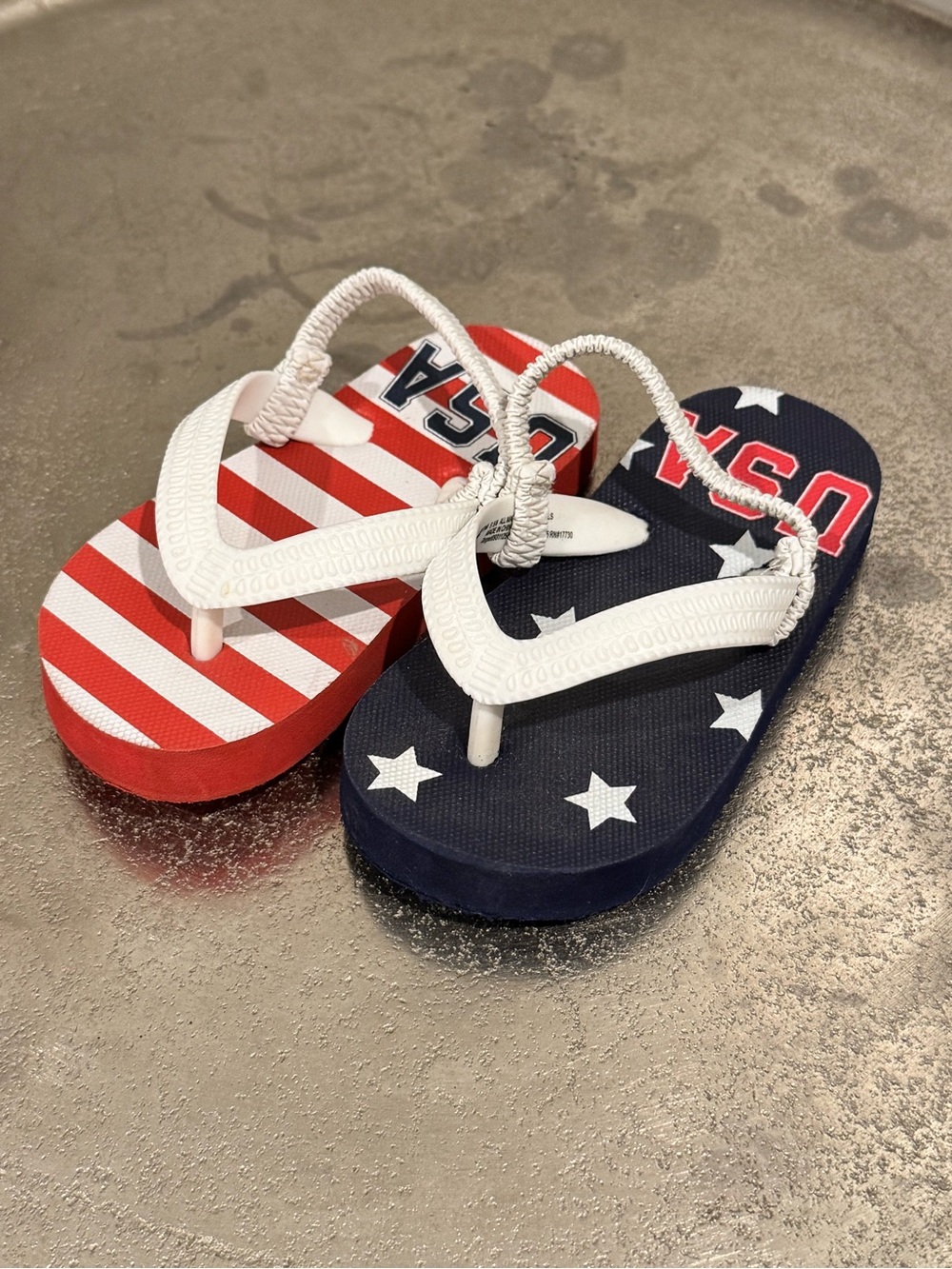 Kids USA Flag Flip-Flop Sandals with Rope Strap - Red & Navy